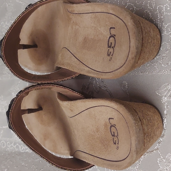 UGG Sandals Leather sz.6 women. BRIELLA BRONZE, heel 2.25" - Picture 4 of 6